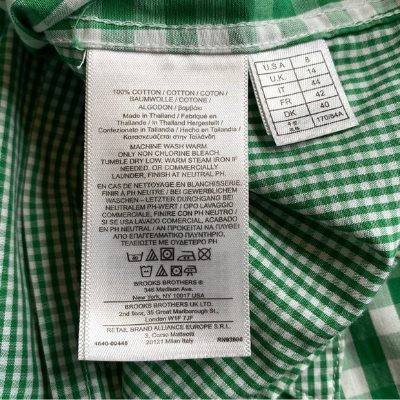 Brooks Brothers 'Red Fleece' Green and White Gingham Plaid Button Down Shirt - Picture 12 of 12